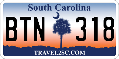 SC license plate BTN318
