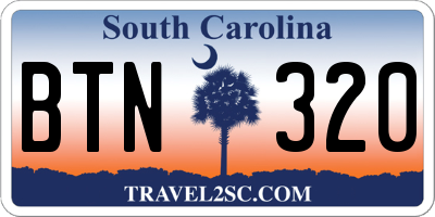 SC license plate BTN320
