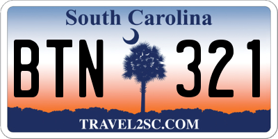 SC license plate BTN321