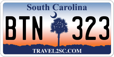 SC license plate BTN323