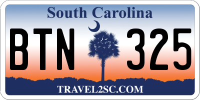 SC license plate BTN325
