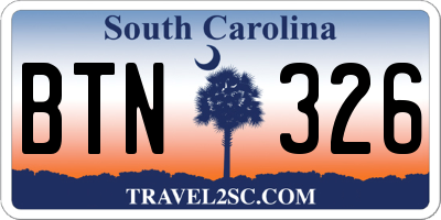 SC license plate BTN326