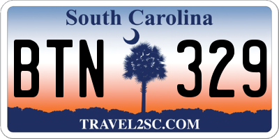 SC license plate BTN329
