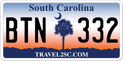 SC license plate BTN332