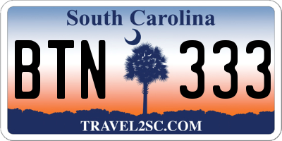 SC license plate BTN333