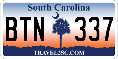 SC license plate BTN337