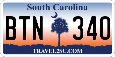 SC license plate BTN340
