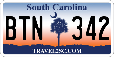 SC license plate BTN342