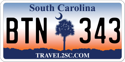SC license plate BTN343