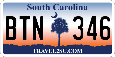 SC license plate BTN346