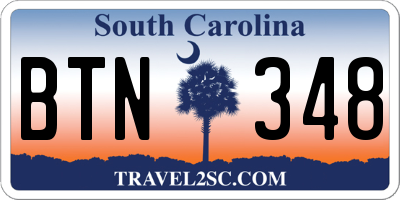 SC license plate BTN348