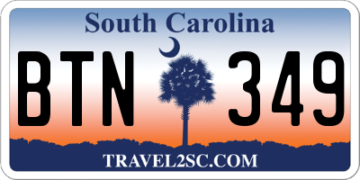 SC license plate BTN349