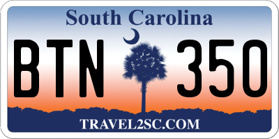 SC license plate BTN350