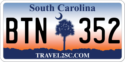SC license plate BTN352