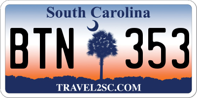 SC license plate BTN353