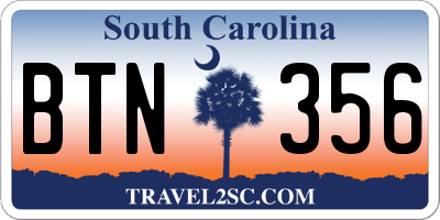 SC license plate BTN356
