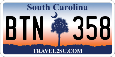 SC license plate BTN358