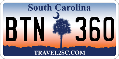 SC license plate BTN360