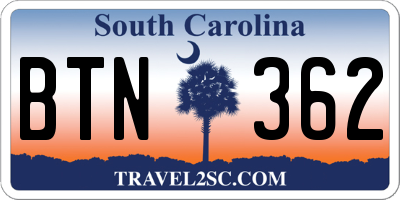 SC license plate BTN362