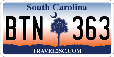 SC license plate BTN363