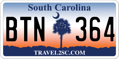 SC license plate BTN364