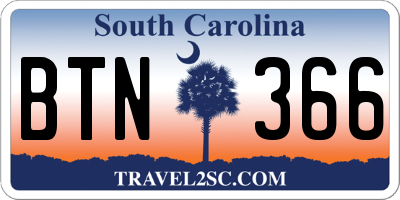 SC license plate BTN366