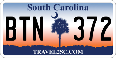 SC license plate BTN372