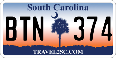 SC license plate BTN374