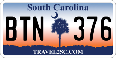 SC license plate BTN376