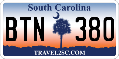 SC license plate BTN380