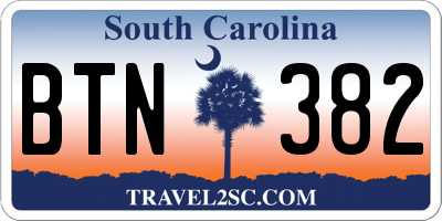 SC license plate BTN382
