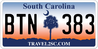 SC license plate BTN383