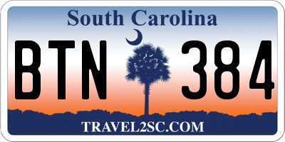 SC license plate BTN384