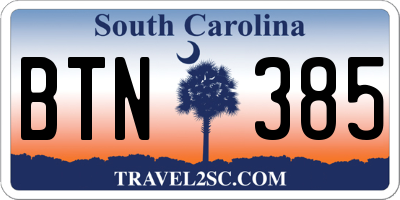 SC license plate BTN385