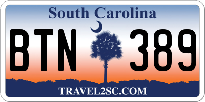SC license plate BTN389