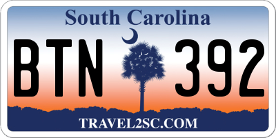 SC license plate BTN392