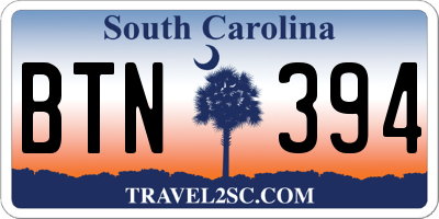 SC license plate BTN394
