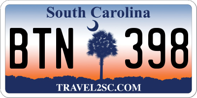 SC license plate BTN398