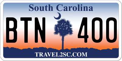 SC license plate BTN400