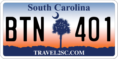 SC license plate BTN401