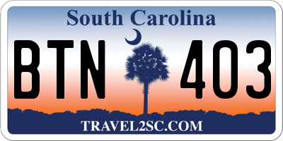 SC license plate BTN403