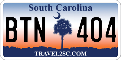 SC license plate BTN404