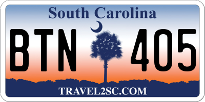 SC license plate BTN405