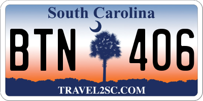 SC license plate BTN406