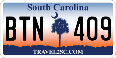 SC license plate BTN409