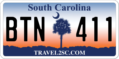 SC license plate BTN411