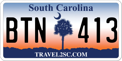 SC license plate BTN413