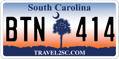 SC license plate BTN414