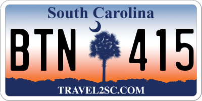 SC license plate BTN415