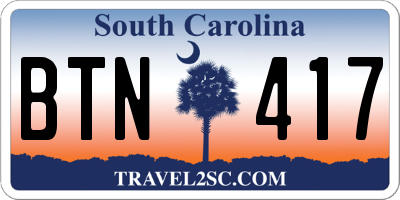 SC license plate BTN417